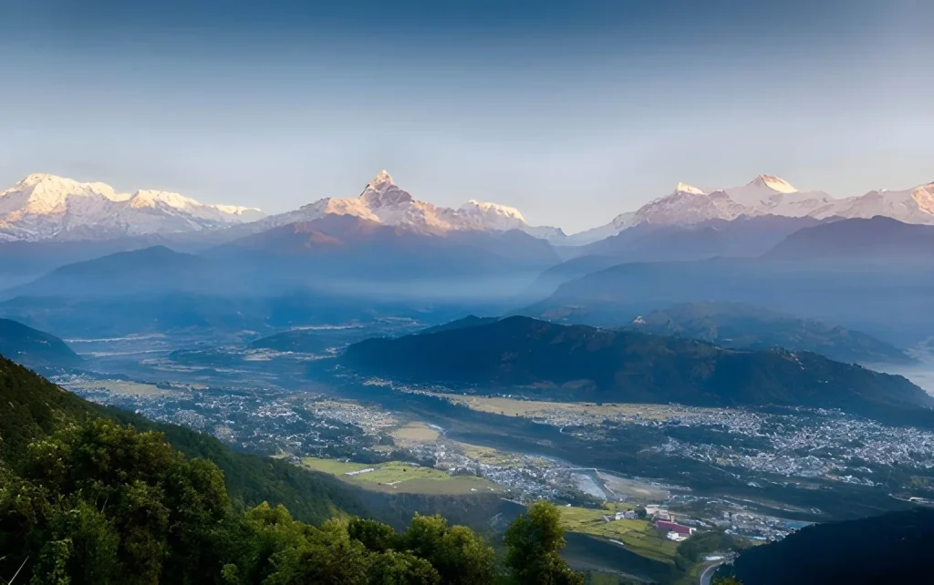 Machhapuchhre rising above the Pokhara valley